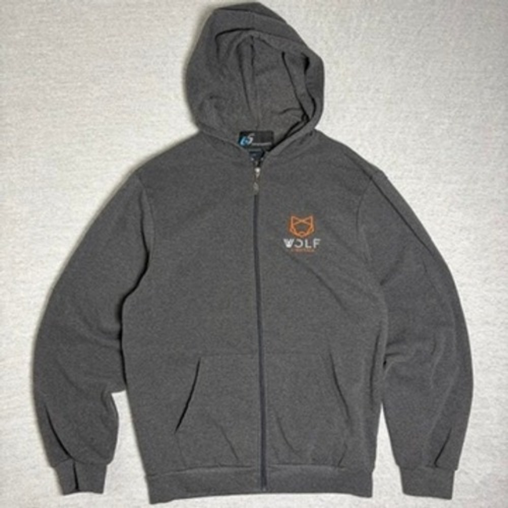 i5 Apparel Mens Zip Up Hoodie Size Medium Gray Wolf Lighting Corporate Workwear